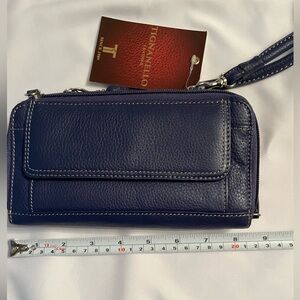 Tignanello blue purple Leather crossbody Wallet NWT quality minimalist‎ simple